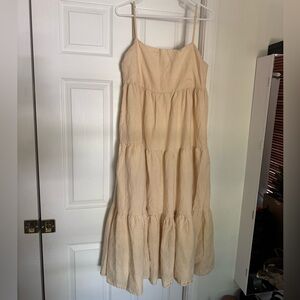 Anthropologie Charlie Holiday Cream Pleated Maxi Sundress